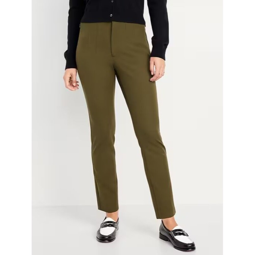 Old Navy Polished Pixie Skinny Pants Womens 10 Olive Green Zip Pockets NEW
